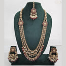 Rajwadi Collection Exquisite Long Necklace Set Embellished with Sparkling Crystals and Beads