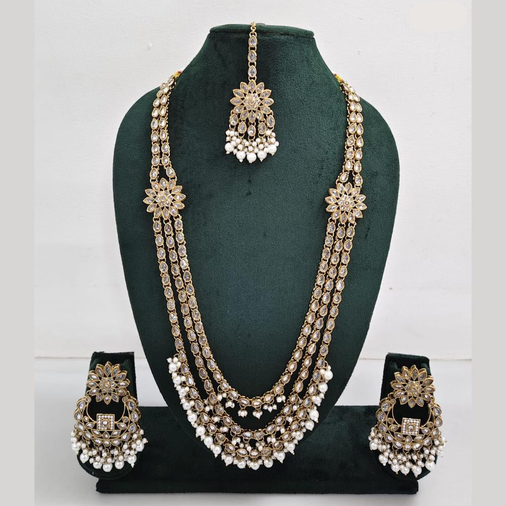 Rajwadi Collection Exquisite Long Necklace Set Embellished with Sparkling Crystals and Beads