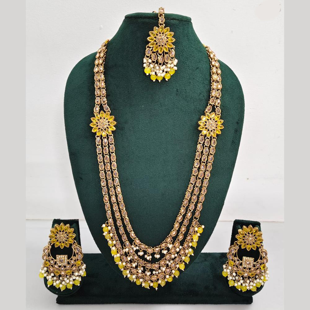 Rajwadi Collection Exquisite Long Necklace Set Embellished with Sparkling Crystals and Beads