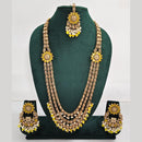 Rajwadi Collection Exquisite Long Necklace Set Embellished with Sparkling Crystals and Beads