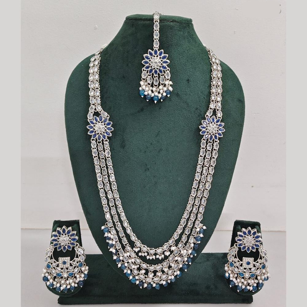 Rajwadi Collection Exquisite Long Necklace Set Embellished with Sparkling Crystals and Beads