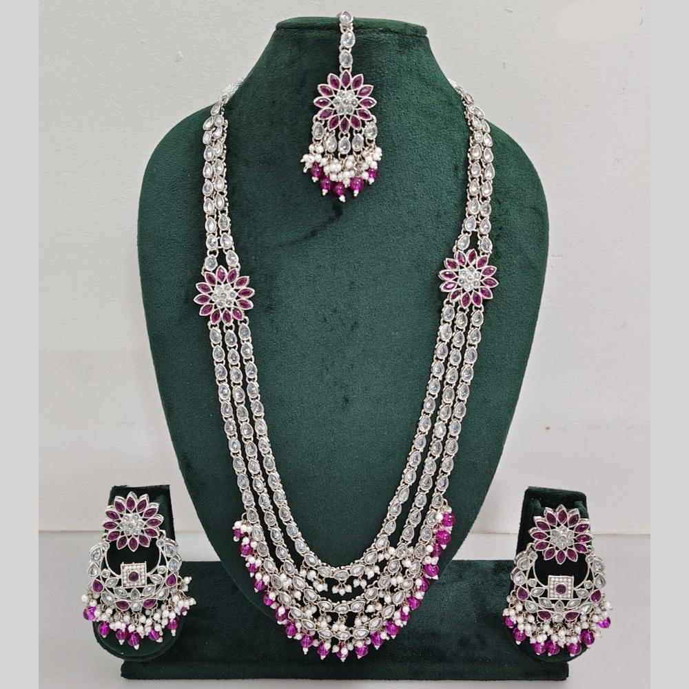 Rajwadi Collection Exquisite Long Necklace Set Embellished with Sparkling Crystals and Beads