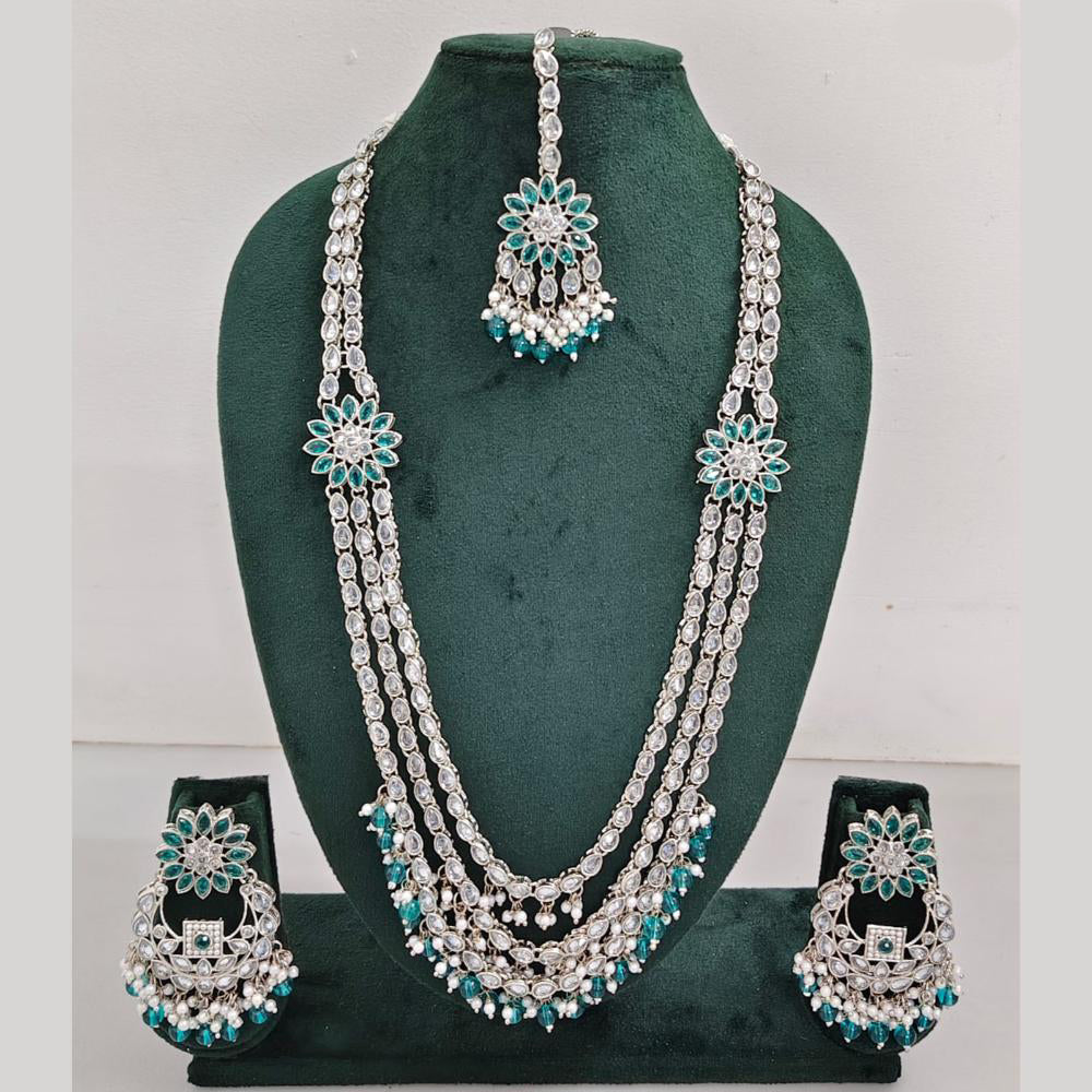 Rajwadi Collection Exquisite Long Necklace Set Embellished with Sparkling Crystals and Beads