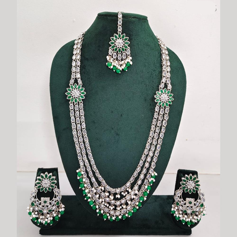 Rajwadi Collection Exquisite Long Necklace Set Embellished with Sparkling Crystals and Beads
