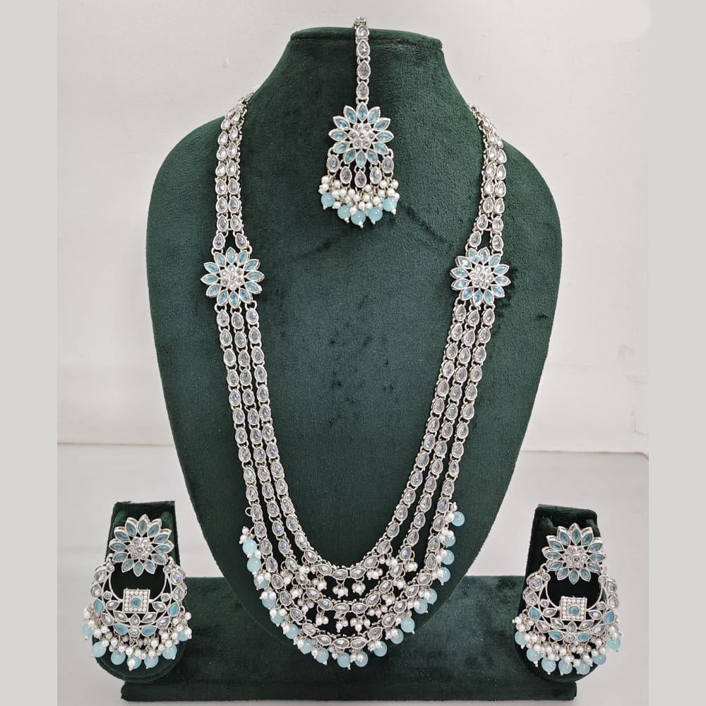 Rajwadi Collection Exquisite Long Necklace Set Embellished with Sparkling Crystals and Beads