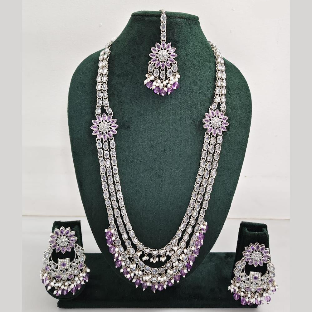 Rajwadi Collection Exquisite Long Necklace Set Embellished with Sparkling Crystals and Beads