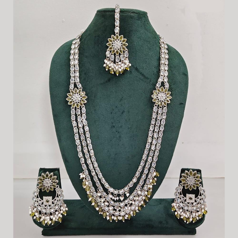 Rajwadi Collection Exquisite Long Necklace Set Embellished with Sparkling Crystals and Beads