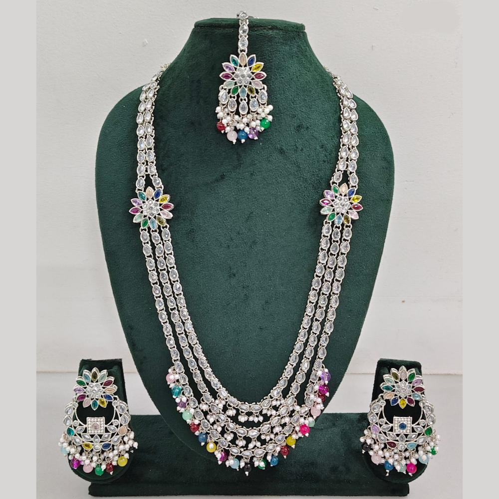 Rajwadi Collection Exquisite Long Necklace Set Embellished with Sparkling Crystals and Beads