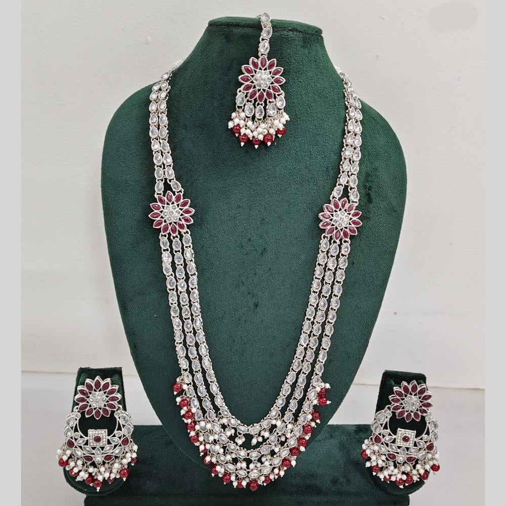 Rajwadi Collection Exquisite Long Necklace Set Embellished with Sparkling Crystals and Beads