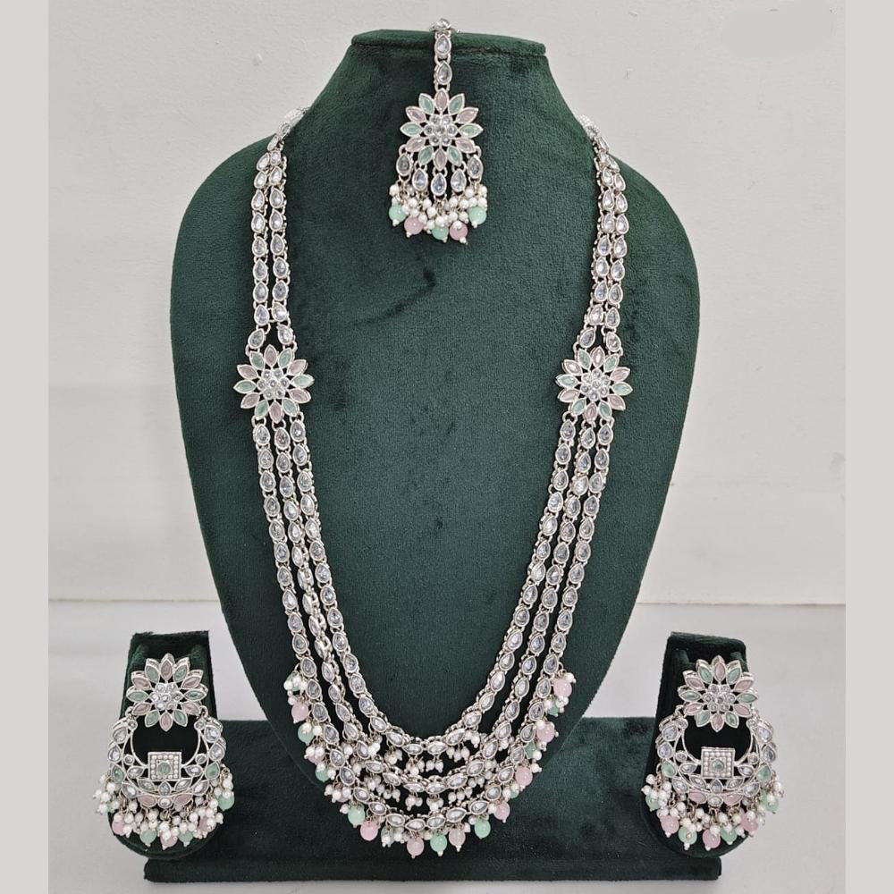 Rajwadi Collection Exquisite Long Necklace Set Embellished with Sparkling Crystals and Beads