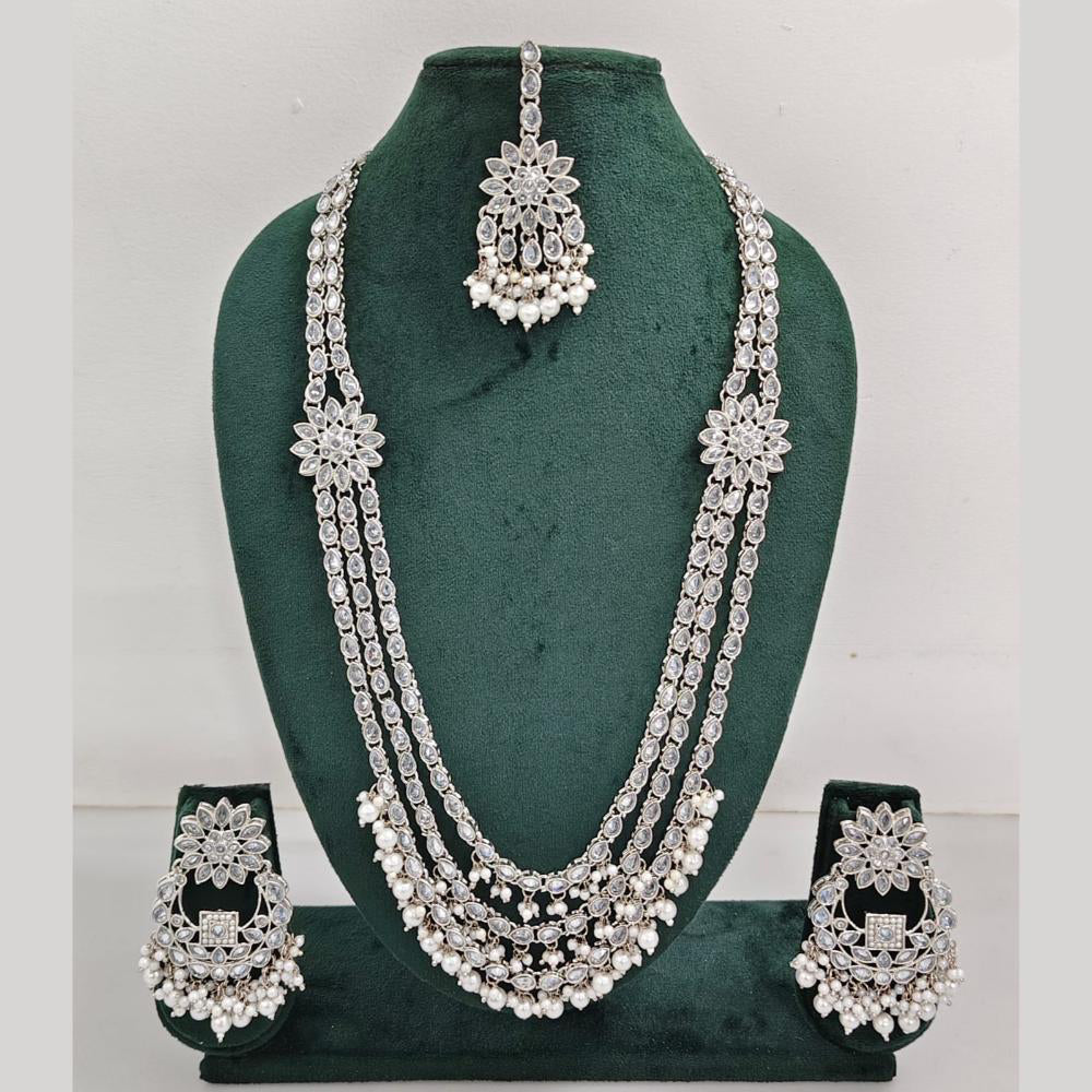 Rajwadi Collection Exquisite Long Necklace Set Embellished with Sparkling Crystals and Beads