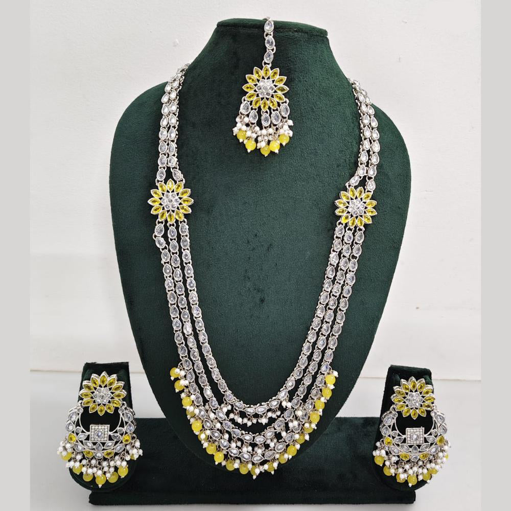 Rajwadi Collection Exquisite Long Necklace Set Embellished with Sparkling Crystals and Beads