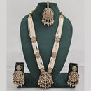 Rajwadi Collection Exquisite Long Necklace Set Embellished with Sparkling Crystals and Pearl