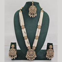 Rajwadi Collection Exquisite Long Necklace Set Embellished with Sparkling Crystals and Pearl