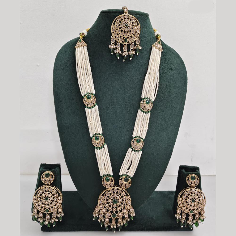 Rajwadi Collection Exquisite Long Necklace Set Embellished with Sparkling Crystals and Pearl