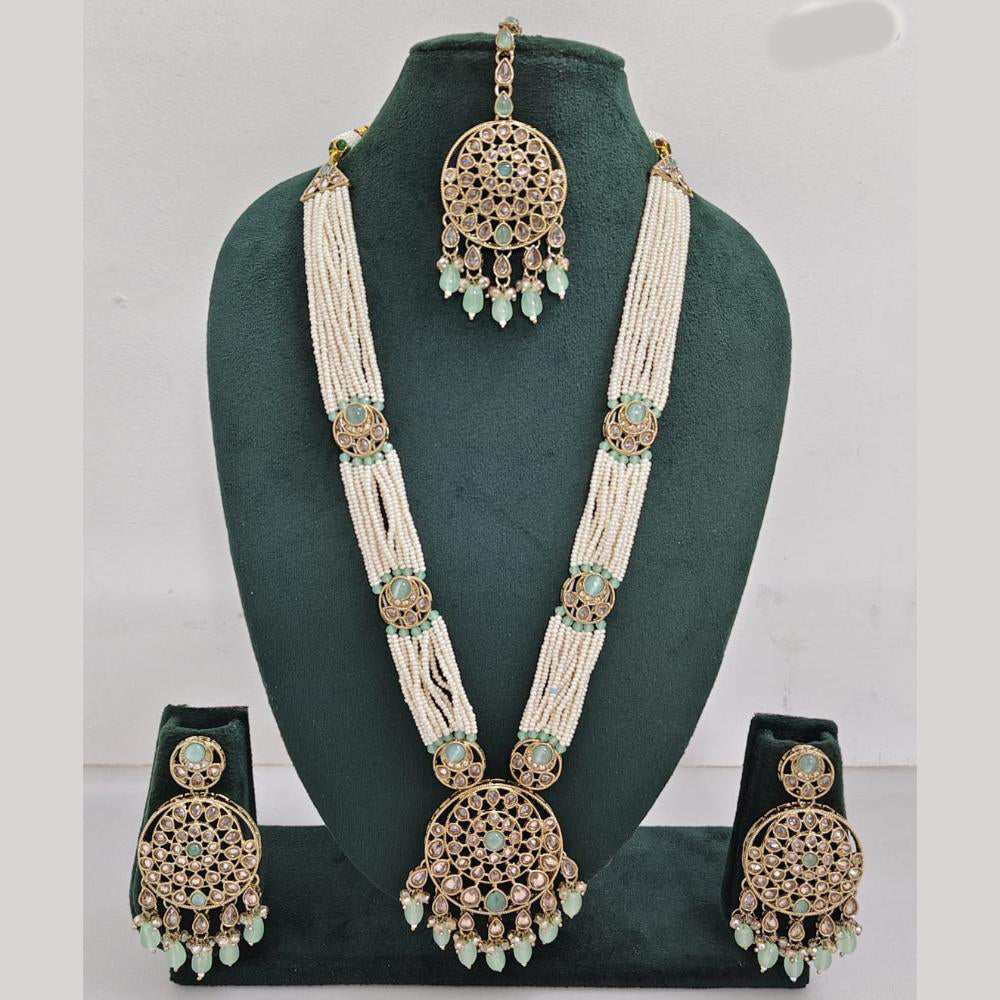 Rajwadi Collection Exquisite Long Necklace Set Embellished with Sparkling Crystals and Pearl