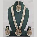 Rajwadi Collection Exquisite Long Necklace Set Embellished with Sparkling Crystals and Pearl