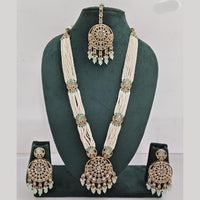 Rajwadi Collection Exquisite Long Necklace Set Embellished with Sparkling Crystals and Pearl