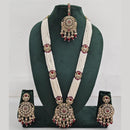 Rajwadi Collection Exquisite Long Necklace Set Embellished with Sparkling Crystals and Pearl