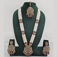 Rajwadi Collection Exquisite Long Necklace Set Embellished with Sparkling Crystals and Pearl