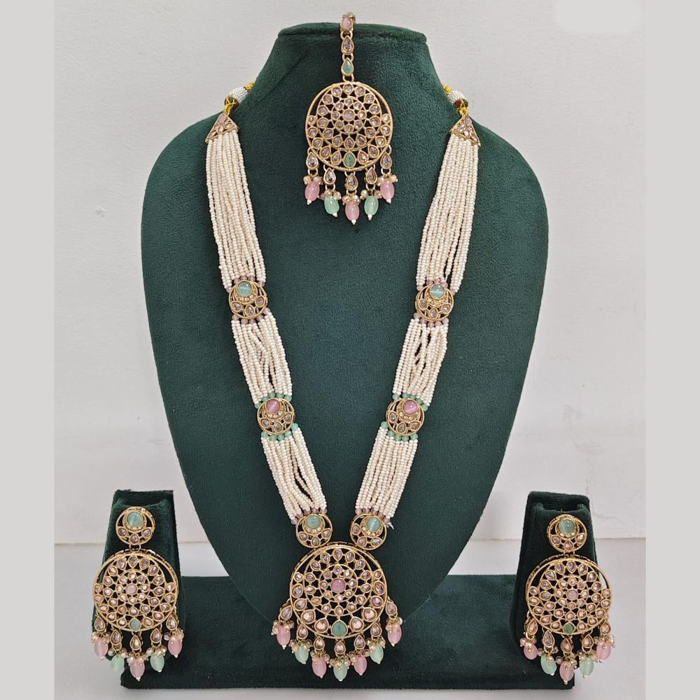 Rajwadi Collection Exquisite Long Necklace Set Embellished with Sparkling Crystals and Pearl