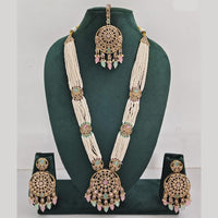 Rajwadi Collection Exquisite Long Necklace Set Embellished with Sparkling Crystals and Pearl