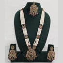 Rajwadi Collection Exquisite Long Necklace Set Embellished with Sparkling Crystals and Pearl