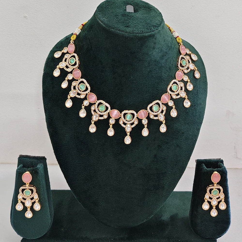Rajwadi  Necklace Set with Authentic Polki Kundan Work Perfect for Weddings And Celebrations
