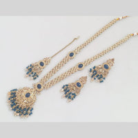 Rajwadi Collection Gold Plated Crystal And Pearl Long Necklace Set