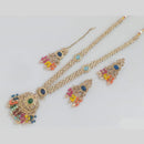 Rajwadi Collection Gold Plated Crystal And Pearl Long Necklace Set
