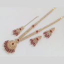 Rajwadi Collection Gold Plated Crystal And Pearl Long Necklace Set