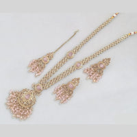 Rajwadi Collection Gold Plated Crystal And Pearl Long Necklace Set