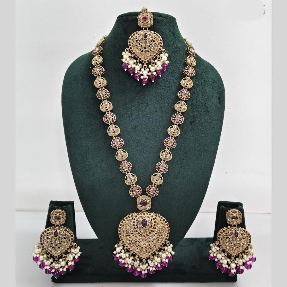 Rajwadi Collection Austrian Stone  And Beads Long Necklace Set
