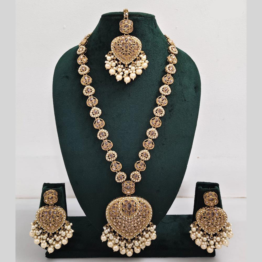 Rajwadi Collection Austrian Stone  And Beads Long Necklace Set