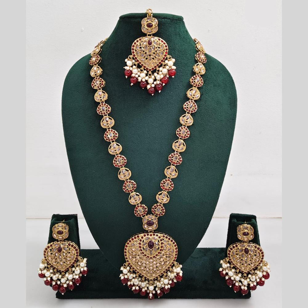 Rajwadi Collection Austrian Stone  And Beads Long Necklace Set