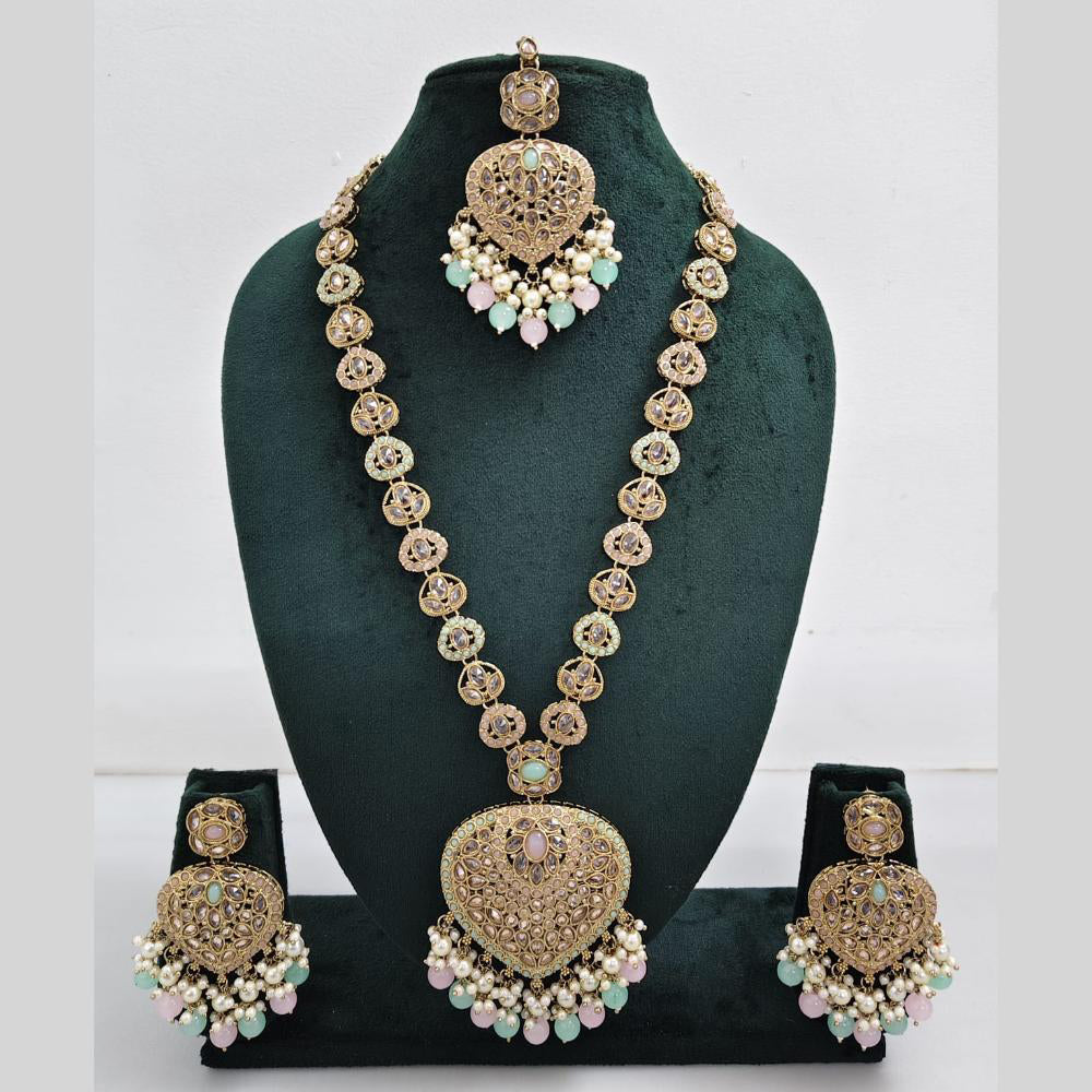 Rajwadi Collection Austrian Stone  And Beads Long Necklace Set