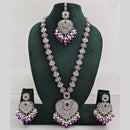 Rajwadi Collection Silver Plated Crystal And Beads Long Necklace Set