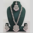 Rajwadi Collection Silver Plated Crystal And Beads Long Necklace Set