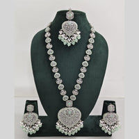 Rajwadi Collection Silver Plated Crystal And Beads Long Necklace Set