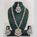 Rajwadi Collection Silver Plated Crystal And Beads Long Necklace Set