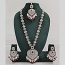 Rajwadi Collection Silver Plated Crystal And Beads Long Necklace Set