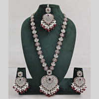 Rajwadi Collection Silver Plated Crystal And Beads Long Necklace Set