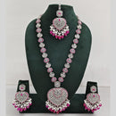 Rajwadi Collection Silver Plated Crystal And Beads Long Necklace Set