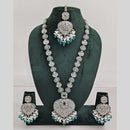 Rajwadi Collection Silver Plated Crystal And Beads Long Necklace Set