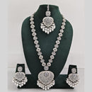 Rajwadi Collection Silver Plated Crystal And Beads Long Necklace Set