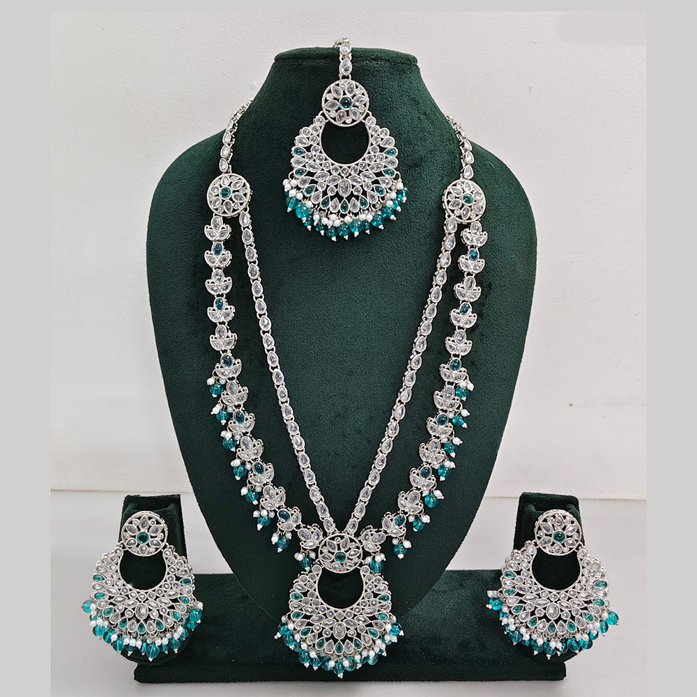 Rajwadi Collection Antique Look Rani Haar Set with Rhodium Finish