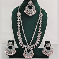 Rajwadi Collection Antique Look Rani Haar Set with Rhodium Finish