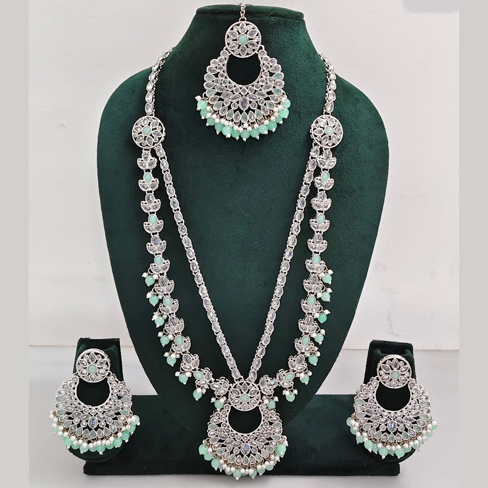Rajwadi Collection Antique Look Rani Haar Set with Rhodium Finish