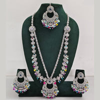 Rajwadi Collection Antique Look Rani Haar Set with Rhodium Finish