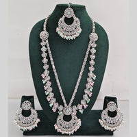 Rajwadi Collection Antique Look Rani Haar Set with Rhodium Finish